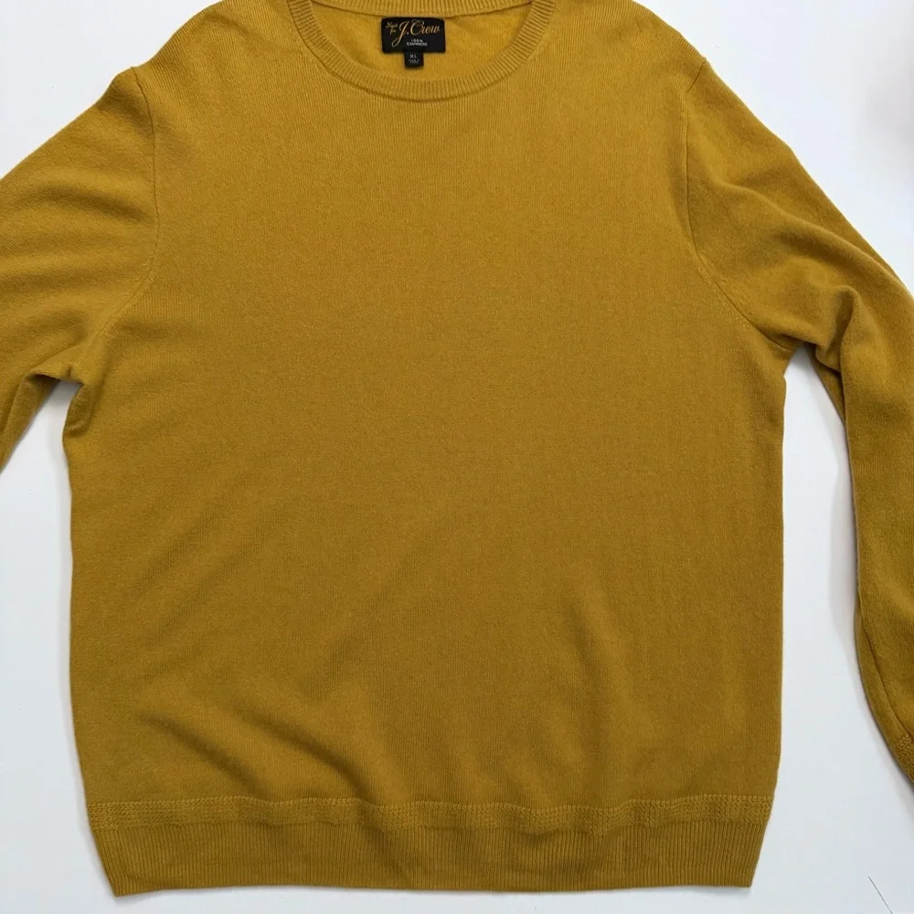 J. Crew 100% Cashmere Sweater Crewneck Elevated Basic Soft Golden Mustard Yellow